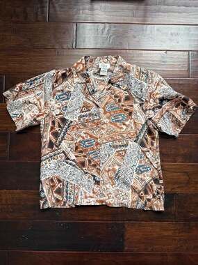 Vintage Jessica Collection 100% Silk Short Sleeve Abstract Geometric Print Blous